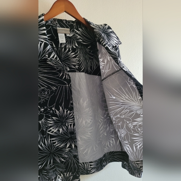 Coldwater Creek Cotton + Stretch Palm & Floral Print Jacket, Women's XL, Black - Picture 5 of 6